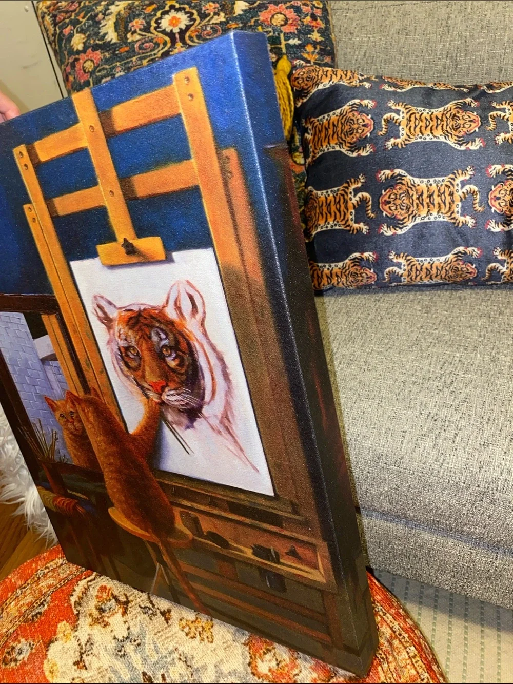 Orange Cat Painting Canvas Print by